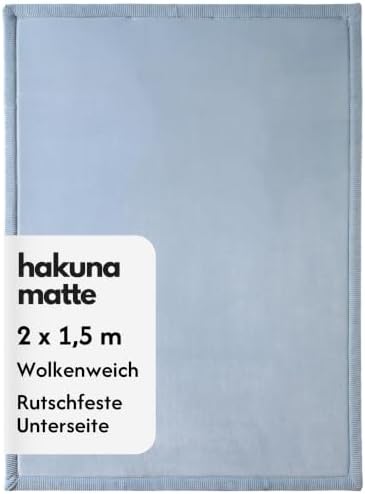 Hakuna Matte Wolkenweiche Spielmatte Baby 200x150x2,5cm, blau, Tatami Matte | Teppich für Kinderzimmer mit hochwertigem Hochdichter Polyurethan – Krabbelmatte Baby mit Rutschfester