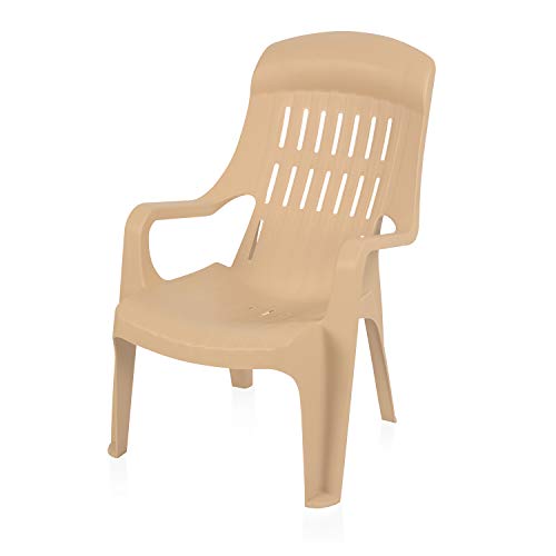 Image of Nilkamal Weekender Plastic Mid Back with Arm Chair | Chairs for Home| Dining Room| Bedroom| Kitchen| Living Room| Office - Outdoor - Garden | Dust Free |100% Polypropylene Stackable Chairs | Set of 4