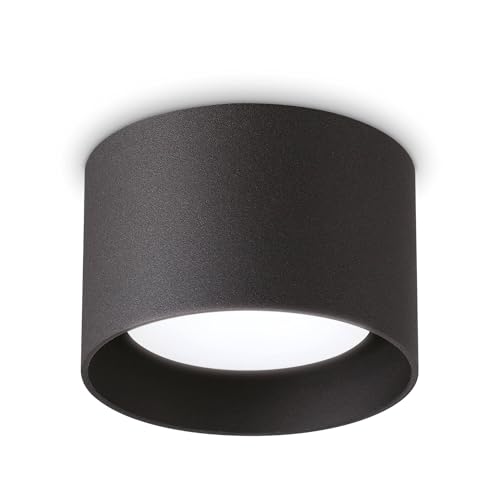 SPIKE Downlight rond monté en surface noir Ideal Lux spot de plafond cylindrique