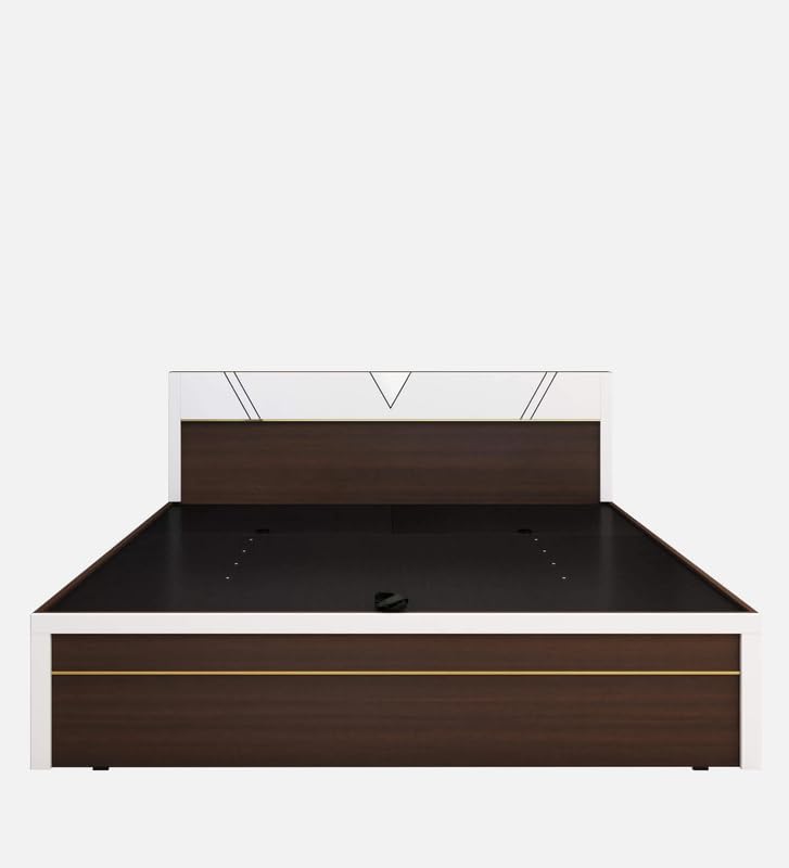 Image of Mintwud Pepperfry Engineered Wood King Size Bed with Hydraulic Storage | Wooden Double Bed Cot Palang Furniture with Headboard for Home Bedroom Living Room and Hotel (Dark Elm Finish)