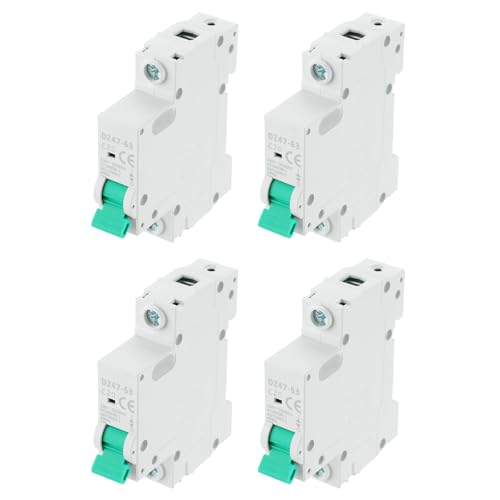 MECCANIXITY 4Pcs Miniature Circuit Breaker 1P 20A AC 110V DZ47-63 DIN Rail Mount Disconnect Switch Circuit Breaker Protection Thermal Magnetic Trip for Short Circuit Protection, Overload Green