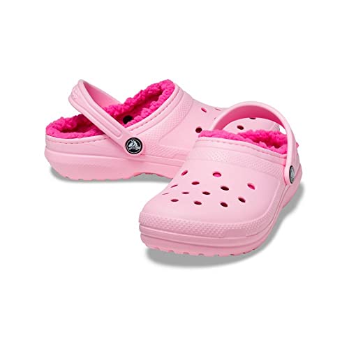Image of Crocs Kids Classic Lined Clogs for Toddlers - Synthetic Upper & Lining - Synthetic Outsole & Insole Flamingo 6 Toddler M