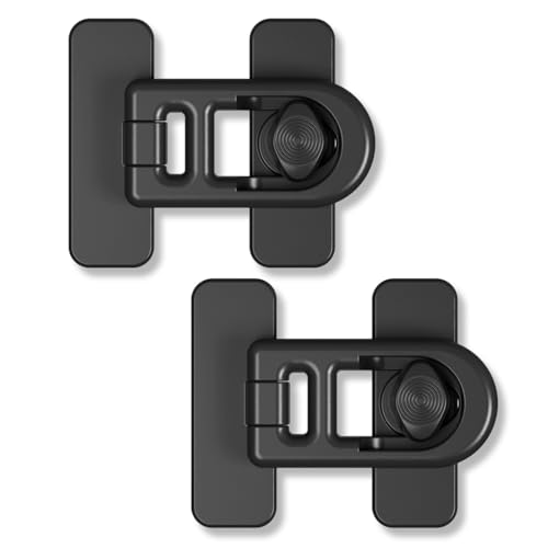OUDQFCJ 2 Piezas Cerradura Nevera, Seguridad Puertas Niños Autoadhesivo, Cierre Seguridad Cajones Bebe Ajustable, Candado Frigorifico de Niños para Refrigerador Cajón Armario Puerta (Negro)