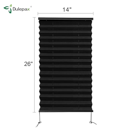 Image of Dulepax RV Blinds - Pleated Shades, 14 inch W x 26 inch L Black RV Window Shades for Camper, Travel Trailers, Motorhome's Window