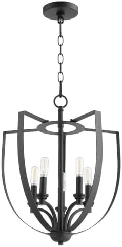 Quorum 8202-5-69 Transitional Five Light Chandelier from Dakota Collection in Black Finish,