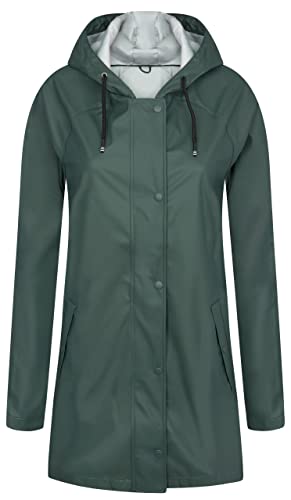 kamelshopping Friesennerz Femme Veste de Pluie Classique Manteau de Pluie à Capuche Imperméable Coupe-Vent Respirant Non Doublé Idéal pour Printemps Été, vert, Medium Cover