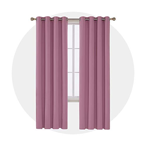 Image of Deconovo Blackout Curtain Darkening Panel for Bedroom or Living Room Grommet Thermal Insulated Lighting Reduce Drape, 52 x 95 in-1, Pink