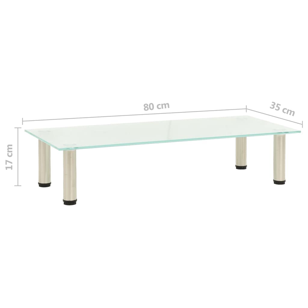 Tavolo TV in vetro temperato satinato e acciaio inox, 80 x 35 x 17 cm, moderno, salvaspazio, con vano portaoggetti, per soggiorno, camera da letto, home cinema, gaming, ricevitore HiFi