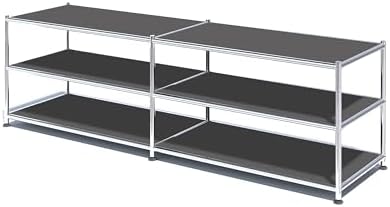 Metal Storage Rack, 3-Tiers Adjustable Storage Shelves, DIY Modern Home Furnishing, Adjustable Metal Organizer for Home,Kitchen,Office,Entryway, (Grey)