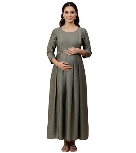 Image of DUMMY SHAPE Feeding Kurtis for Women Cotton Blend | Printed Pregnancy Flare Kurta with Dual Nursing Zippers to Pre & Post Partum | Maternity Dresses | Gifts for Pregnant Woman