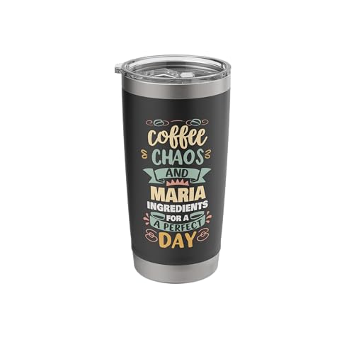 Coffee Chaos And Maria Funny Personalized Maria Name Stainless Steel Insulated Tumbler