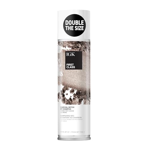 IGK First Class Charcoal Detox Dry Shampoo Jumbo | Deep Cleansing For Oily Hair & Odor Absorbing | Adds Volume & Texture | For All Hair Types | 11 oz