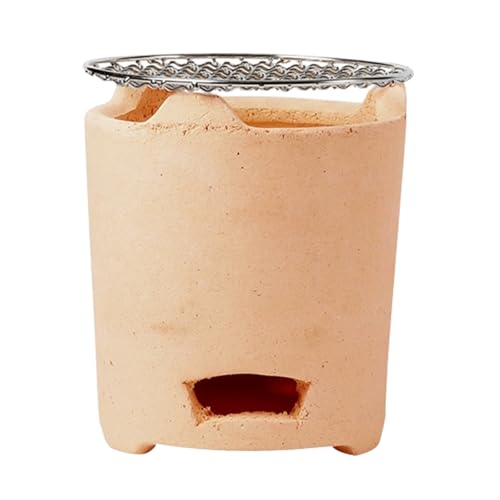 Estufa de Barro para Camping, Estufa para Calentar el hogar, Parrilla de carbón portátil, Soporte Triangular, con Parrilla encriptada, Resistente al Calor, Apta para Exteriores, Salones de t