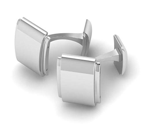 Sterling Silver Rectangle Edgy Gloss Cufflinks for Men - Luxury Men's Cuff Links With Elegant Gift Box - Crafted With .925 Sterling Silver - Suitable for All Occasions