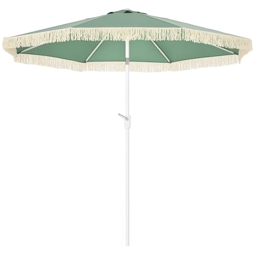 Outsunny Parasol de jardin parasol extérieur inclinable à franges avec manivelle 8 baleines dim....