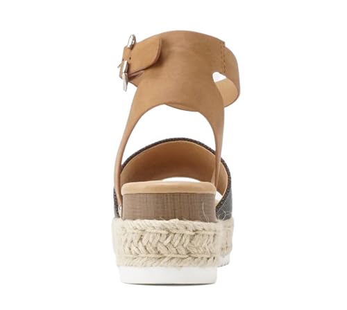 Image of Soda Topic Open Toe Buckle Ankle Strap Espadrilles Flatform Wedge Casual Sandal
