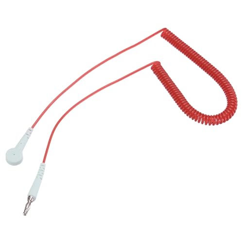 Image of MECCANIXITY ESD Grounding Cable Cord 250cm /98 Inch Long,Anti-Static Ground Wire Cable Lantern Tip + Buckle for Eliminate Conductor Electrostatic,Pack of 1(Red)