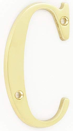 ZW Hardware B100 4 Inch Solid Brass Bright Brass House Letter C