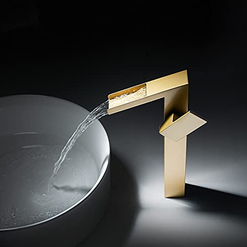 Grifo de lavabo de latón macizo con diseño cepillado para baño contemporáneo 6