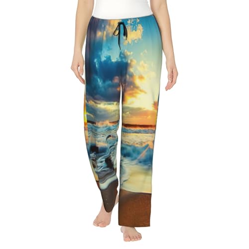 Pantalon de pyjama léger femme plage S-3XL nuit d'été fluide