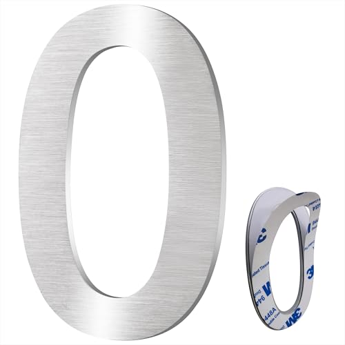 XYL HC 3 Inch Premium Stainless Steel House Numbers, Mailbox Numbers, Super Strong Self-Adhesive Metal Address Numbers, Suitable For Number Signs In Hotels, Apartments, And Courtyards (Silver 0)