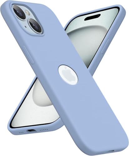 Image of VONZEE Microfiber Logo Cut Compatible for iPhone 15 Plus Case Liquid Silicone Cases Non-Slip Full Body 4 Layer Protectives Shockproof Back with High Raised Camera Lips (6.7 inch, Official Blue)