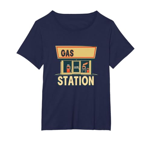 Cool Petrol Station Outfit for Petrol Station Fans T-Shirt, Women's Plus, Navy Blue, 6X