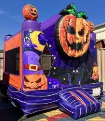 Pumpkin Fun House Inflatable Bouncer | Halloween Pumpkin Bounce House with Slide & Safety Netting | Perfect Outdoor Party Toy for Kids & Toddlers | PFH100