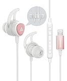 ADPROTECH Lightning Headphones Earphones Magnetic Earbuds in-Ear MFi Certified with Microphone Controller for Sports Workout Compatible with iPhone 13/12/ 11/Pro Max/Xr/Xs Max/X/8 Rose Gold
