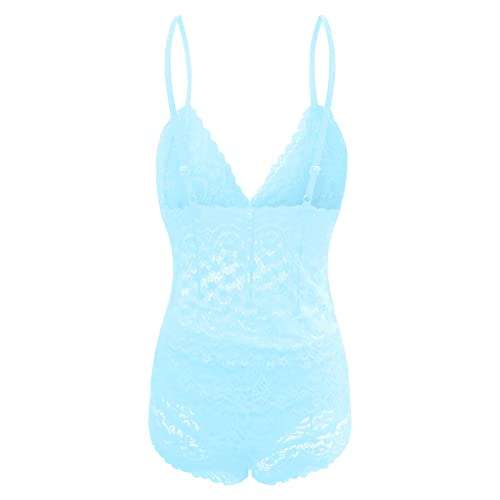 Women Lace Sexy Lingerie Sleepwear Suit Sleepwear Lace Underwear White Lace Lingerie for Women for Sex (Blue, M) - Image 6