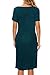 Smallshow Women's V Neck Bodycon Maternity Dress Side Ruched Pregnancy Clothes Teal Large