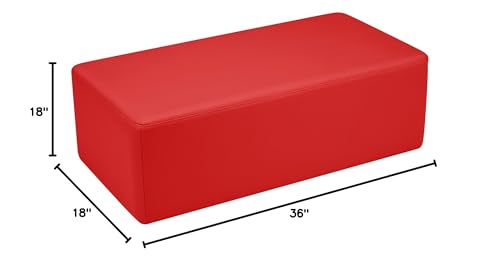 Image of Sprogs 12 inch H Structured Rectangle Stool -Flexible Modular Collaborative Soft Seating for Office, Home, Lounge and School Classrooms with Durable Frame & Set of 6 inch Legs Add-on -Red