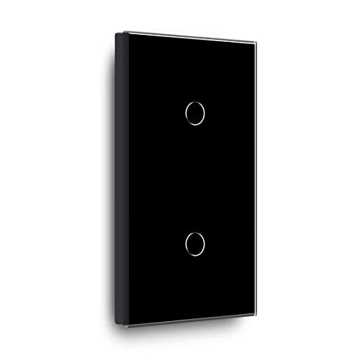 BSEED interruptor tactil 1 Gang 1 Vía+ 1 Gang 1 Vía,interruptor táctil de pared Negro con indicador LED, 500W interruptores de luz pared con con panel de vidrio templado,sin cable neutro