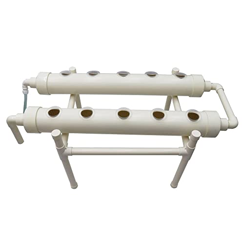 INTBUYING Hydrokultur-Wachstums-Set für 10 Standorten, bodenloses Gemüse, 2 Rohre, 1 Schicht, 2 Reihen Cover