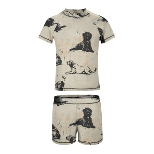 Yoga Dogs PosesChildren's Casual Swimsuit Set - Simple and Versatile4