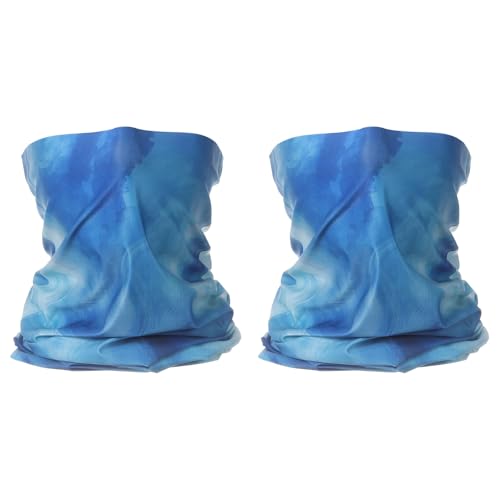 HARFINGTON 2pcs Summer Cooling Neck Gaiter Sun Protection Face Mask Fishing Neck Gaiter Unisex Sunscreen Breathable Bandana for Fishing Outdoor Sports, Gradient Blue-Cyan