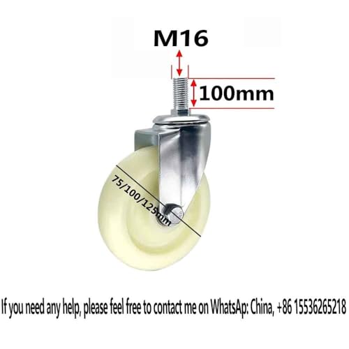 Roulettes à tige filetée M16 x 60 mm robustes et silencieuses pour meubles - 3