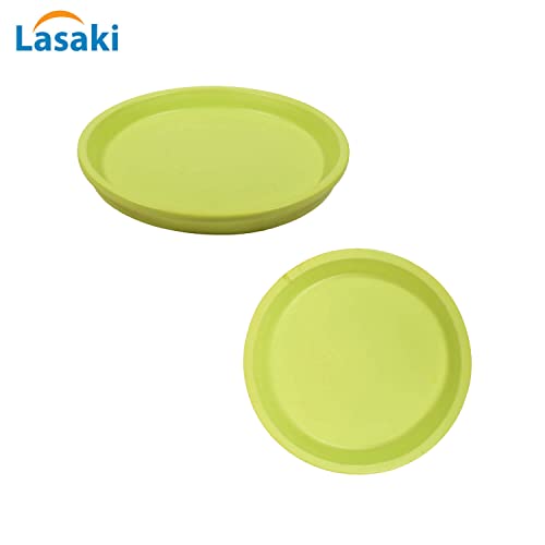 Image of Lasaki Round Ceramic Trays (Plates Saucers) for Pots, planters, Flower, Succulent(Set of 2,Mint,3.5 inch) R3.5(Plants not Included)