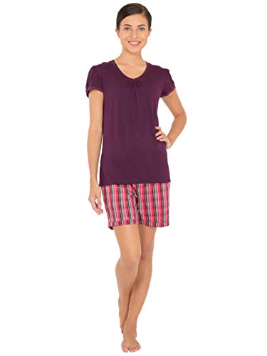 Image of Jockey RX15 Women's Super Combed Cotton Woven Relaxed Fit Checkered Shorts with Side Pockets (Prints & Checks May Vary)