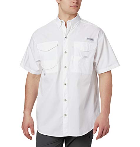 Columbia Mens PFG Bonehead Short Sleeve Fishing Shirt, White, Large