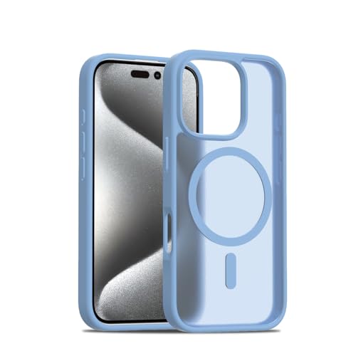 Image of for iPhone 16 pro Case [Compatible with Magsafe] Translucent Matte Phone Cover, [10 FT Military Grade Drop Protection] Slim Durable Shockproof Protective Bumper (Light Blue, iPhone 16 Pro)