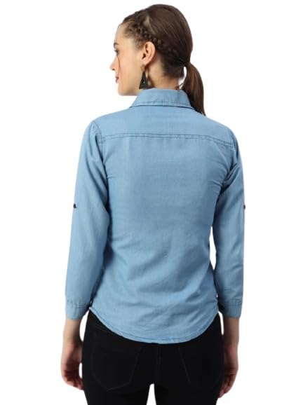 Image of Wingzss Branded Denim Shirt IDenim Delight Elevate Your Look