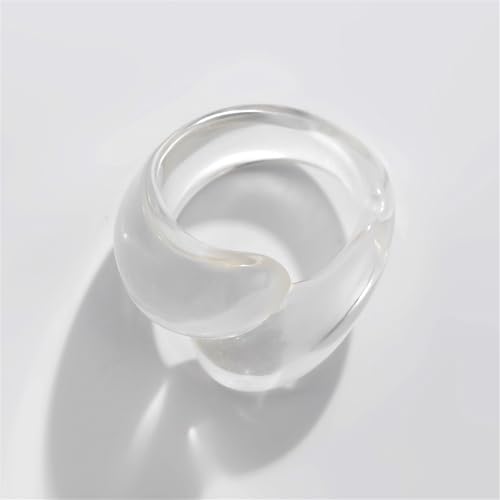 Annpro Chunky Resin Twist Stackable Ring for Women,Boho Cute Multicolor Thick Acrylic Statement Ring Trendy Aesthetic Y2k Colorful Knuckle Finger Jewelry (White) by Annpro - Used condition - Image 4