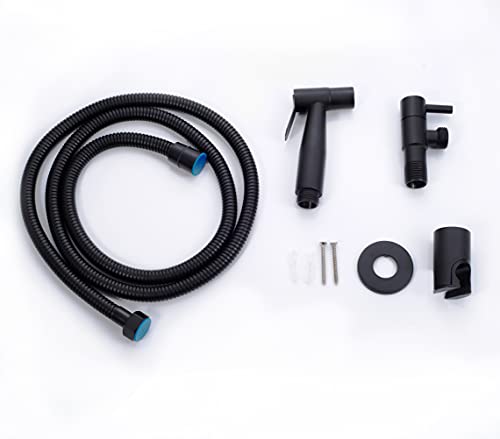 LOSCHEN Bidet Toilettensprüher, Hand Bidet Sprayer, Bidet Handbrause, Edelstahl Duschkopf Bidet Armaturen für Haustierbad/Körperpflege/WC (Schwarz)