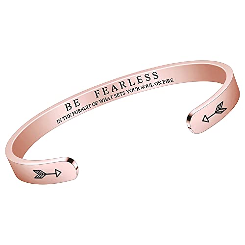 HiStock Inspirational Bracelets for Women Friendship Personalized Gifts for Women Teen Girls Gifts for Friends Female Rose Gold Bracelets Be Fearless in The Pursuit of What Sets Your Soul on fire