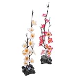CLISPEED Flores Artificiales Decorativas para Sashimi 2 Piezas Rosa y Blanco Realistas para Decoración de Platos Japoneses Simulación Vívida y Uso Restaurantes