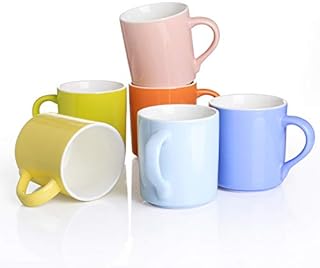 Panbado 6 Piece Porcelain Mug Set Ivory White Coffee Tea Water Cup, Ceramic Cspresso Cups with Glowing Glaze, 13 oz/370ml