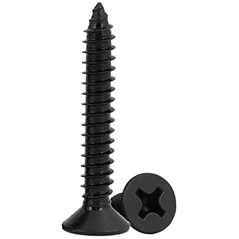 AYSUM Coarse Thread Black Drywall Screw M5x30mm, 100pcs, Self Tapping Wood Screws, Flat Truss Head Screw for Drywall, Sheetrock, Machine, Furniture, Wood, M5x30 Cover
