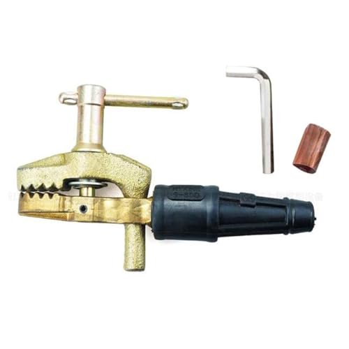 TICFOX Abrazadera de Toma de Tierra para Soldadura de Latón, Pinza de cable de tierra de latón para soldadura de alta resistencia 600A para herramienta de soldadura(Hierro arriba, cobre abajo)