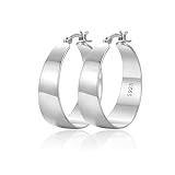 OOOPEL Pendientes de aro de plata de ley 925 de 10 mm de ancho para mujer, chapados en oro real de 14 quilates para mujer, hipoalergénicos, ligeros, grandes, aretes de aro de oro grandes, regalos de